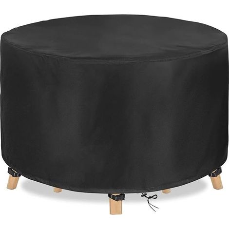 Housse Salon de Jardin Ronde 152 x 58cm noir Housse Table Jardin Housse de Protection Bâche Imperméable pour Meubles Jardin et Hivernage (1/5)