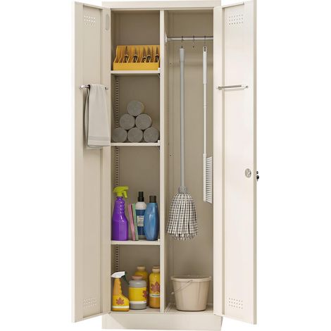 Armoire à Balais Meuble de Rangement pour Aspirateur et Produits d'Entretien en Acier 60x40x165 cm (1/5)