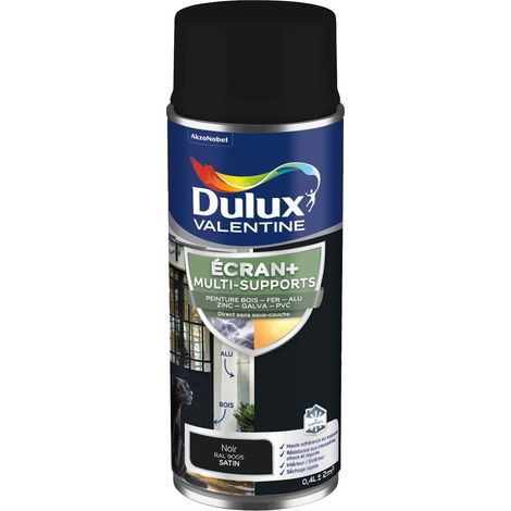 ECRAN+ MULTI-SUPPORTS EXTERIEURE - Peinture en Phase Aqueuse Éxtérieur - Satin Noir aérosol 400 ml - Dulux Valentine