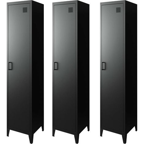 Armoire chambre en métal noir. 4 espaces de rangement. L 180 x l 38 x H 38cm (1/5)