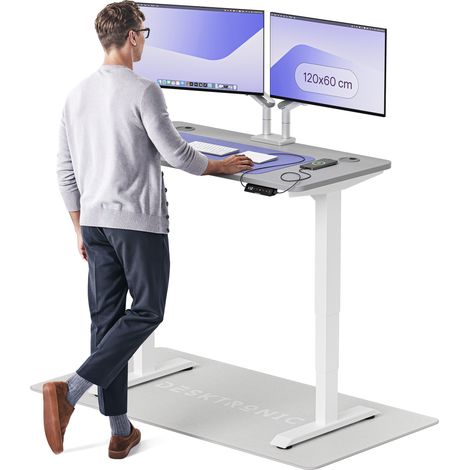 Desktronic Bureau assis debout HomePro - 120x60cm - Blanc/Gris