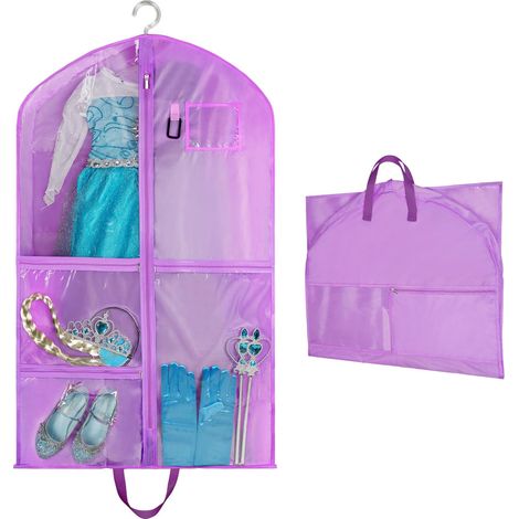 60 100CM Housses Vêtements,Housse Protection pour Vêtements anti Poussière Imperméables avec zip fente d'identification Suspendre Pliables Sac à Respirant pour danseurs les spectacles(Violet) (1/5)
