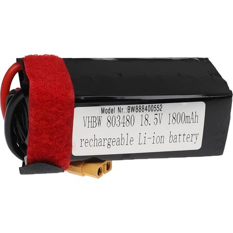 vhbw batteria con XT60 per modellismo per es. macchine da corsa, elicotteri, aerei (1800mAh, 18,5V, Li-Poly, 91 x 36 x 43 mm)