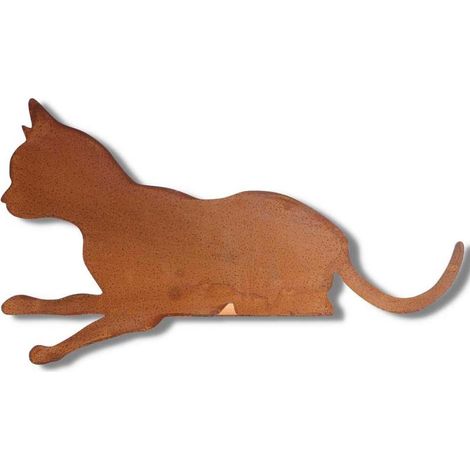 Figurine de Chat Décorative Felix en Métal Aspect Rouille pour Jardin et Maison 45 x 24 cm - PANGIVO (1/5)
