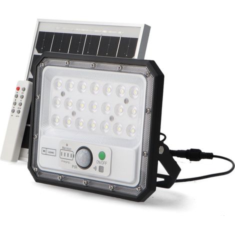 Foco Solar 50w con detector y mando con placa Solar 6W (1/2)
