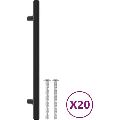 vidaXL Tiradores para armarios 20 uds acero inoxidable negro 160 mm (1/2)
