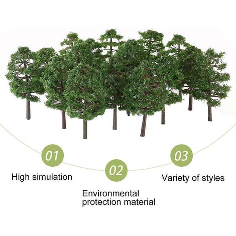 Winomo Lot de 20 arbres miniatures de 9 cm pour décor paysager (vert foncé) (1/4)