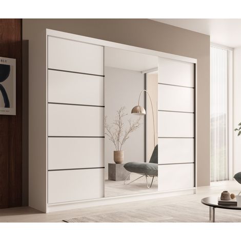 Schiebetürenschrank Schrank OSLO in Weiß matt 250x215x58 cm (1/4)