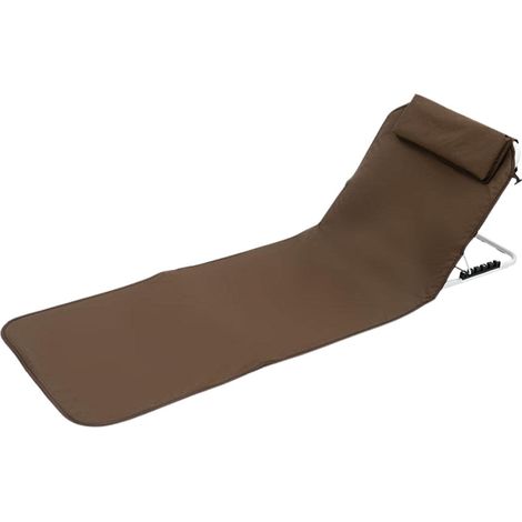 MINKUROW 1Pcs Tumbona Esterilla de Playa con Respaldo Reclinable con Reposacabezas Bolsa de Transporte Acero Poliéster 160 x 54 cm Café (1/5)