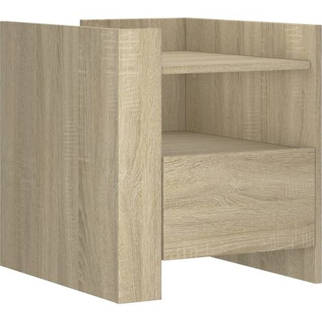 Comodino con cassetto e ripiano 45 x 50 x 50 cm in derivati del legno color rovere DEC033883