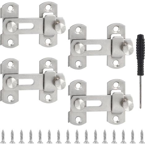 4 Pièces Loquet de porte en acier inoxydable Verrou de porte 3 Pouce Loquets et Verrous,Verrou Porte Coulissante Interieure Verrou Loquet Porte(Argent) (1/5)