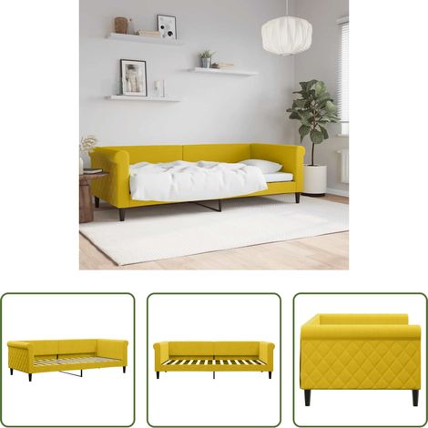 vidaXL Schlafsofa - Tagesbett Gelb 90x200 cm Samt (1/5)