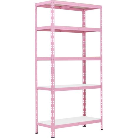 Schwerlastregal Stahl 180x90x40cm 5 Holzböden 600kg rosa Regal Mehrzweckregal
