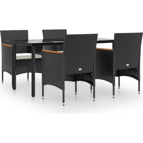 Maison Exclusive - 5-tlg. Garten-Essgruppe mit Kissen Schwarz