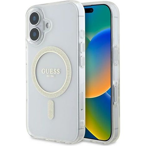 Guess GUHMP16SHFGERET iPhone 166.1 transparente Hartschalen-Hülle mit IML-Glitzerkreis und MagSafe-Funktion (1/5)