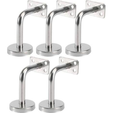 Kit de 5 supports muraux en acier inoxydable pour rampes d’escalier – adaptés aux escaliers intérieurs et extérieurs, fixation sur bois, dimensions 6 × 8 × 5 cm