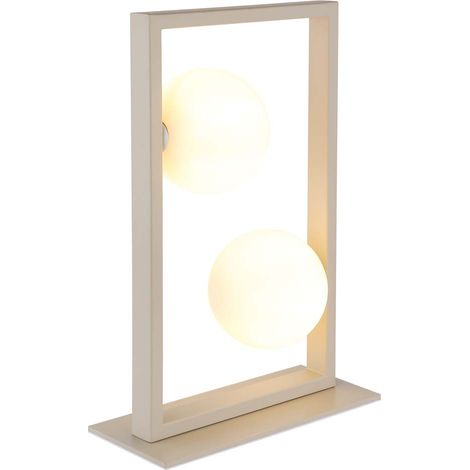 Tischleuchte Beistelllampe Leselampe Metall sandfarben matt opal H 40 cm