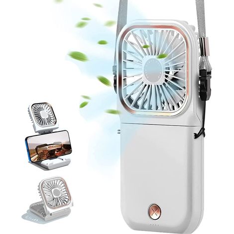MINKUROW Mini ventilatore portatile pieghevole USB Ventilatore a batteria ricaricabile Batteria da 3000 mAh Alimentazione mobile, 3 velocità, Piccolo ventilatore da scrivania pieghevole per casa, uffi (1/5)