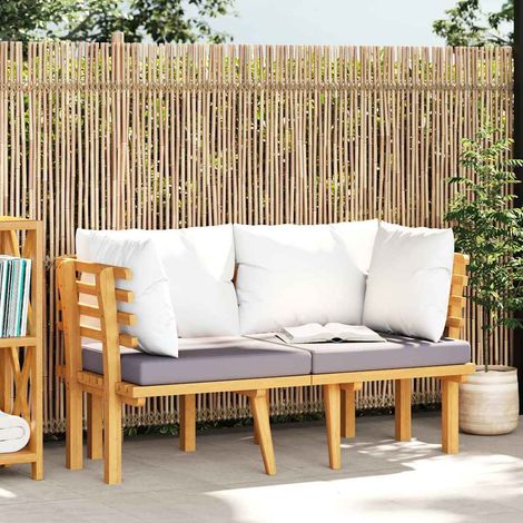 Canapé de jardin 2 places avec coussins Bois d'acacia massif (1/5)