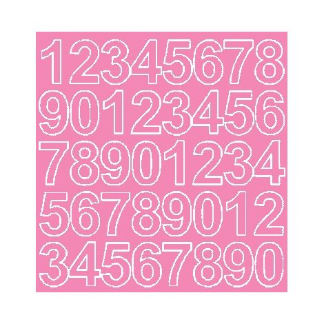 Pegatinas autoadhesivas con números de 3,5 cm, color rosa mate.