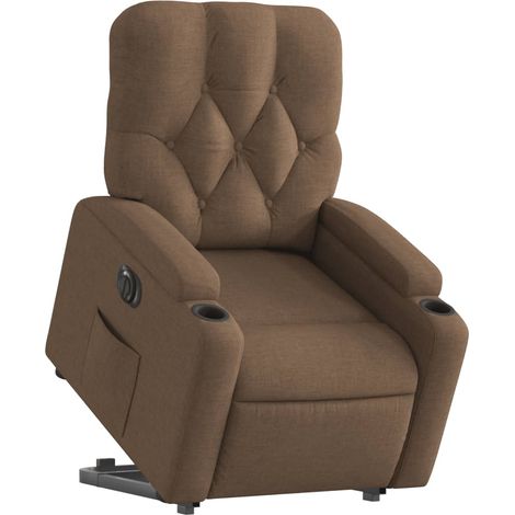 vidaXL Poltrona Alzapersona Reclinabile Elettrica Marrone Tessuto (1/5)