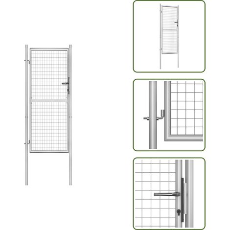 Puerta de jardín con bisagras - vidaXL Puerta de jardín de acero galvanizado 100 x 200 cm color plata - Puerta de jardín con cierre de alta resistencia