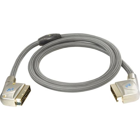 All4u GRANDE SVSC High End Scart Cable (Scart Macho a Scart Hombre, Full Metal Plug) 1.5m gris perla (1/3)