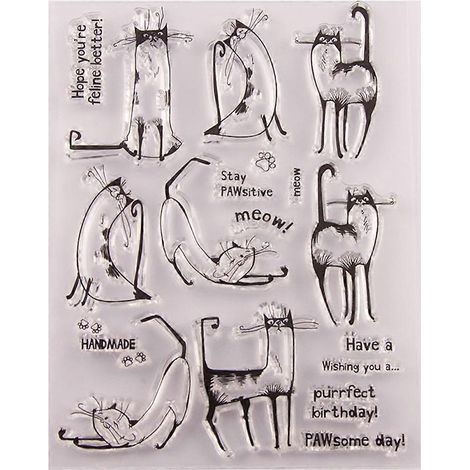 Niedlicher Silikonstempel für Katzen, transparent, zum Versiegeln, für DIY-Scrapbooking, Prägen, Albumdekoration und Bastelarbeiten