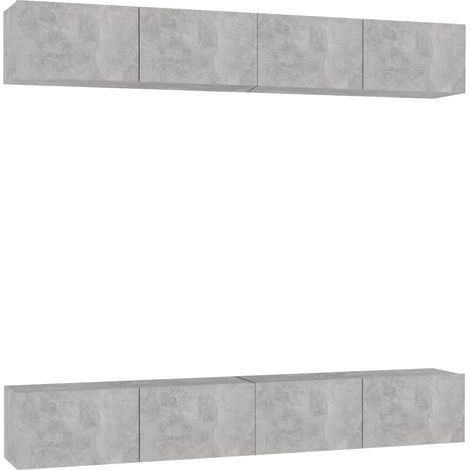Mobile TV multimediale scaffale per televisione credenza televisione sala da pranzo soggiorno camera da letto 4 pezzi 100 x 30 x 30 cm derivati del legno grigio 020028697