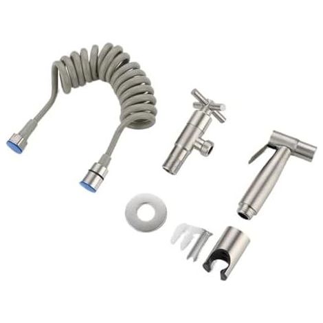 Badezimmer-Bidet-Armaturenset aus Edelstahl 304, handbetätigter, wandmontierter Sprühkopf in gebürstetem Gold, Duschreinigungsdüse (Nickel) Nickel - (1/5)