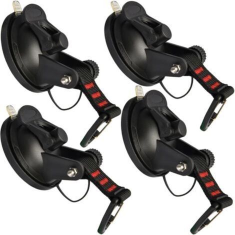 4 pezzi di ventose con gancio di fissaggio - Ventosa robusta, accessorio con gancio per tende da sole, ideale per il fissaggio di bagagli e tenditori per auto (1/5)