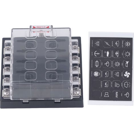 10-fach wasserdichter Sicherungsblock für Auto, Boot, 12-36VDC Flachsicherungskasten, Marine-Auto-Sicherungshalter. (1/5)
