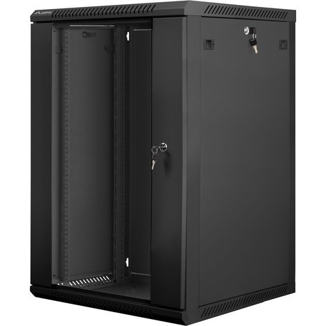 Lanberg WF01-6618-10B Armadio rack murale nero 18U (1/5)