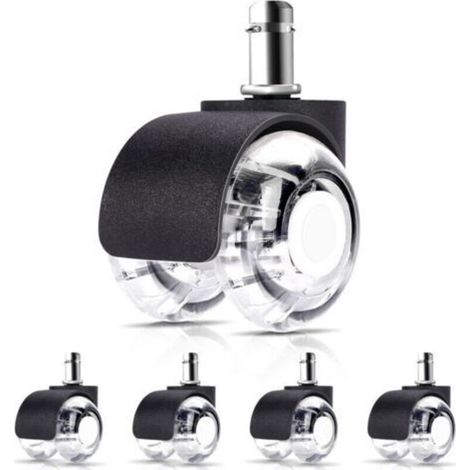 5 roues pivotantes silencieuses 360° pour siège de bureau – Diamètre 11 × 22 mm – Adaptées aux sols durs et aux moquettes – Résistantes à l’usure (1/2)