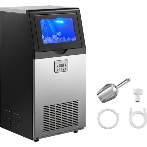 Mophorn Machine à glaçons commerciale, capacité de production de 45 kg/24 h avec stockage de 14 kg, idéale pour bars et restaurants, équipée d'un écran LED et d'une fonction de nettoyage automatique (1/5)