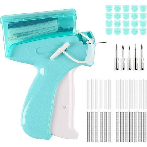 Pistolet de Fixation Rapide pour Vêtements, Mini Machine a Coudre Portable, Stitchy Pistolet Etiquette Textile, Etiqueteuse Vetement avec 5 Aiguilles, Boutons, 3000 Fils Paddle pour Fixateur Rapide (1/5)