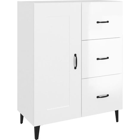 Credenza buffet cassettiera mobile contenitore organizer cucina soggiorno lucido 69,5 x 34 x 90 cm derivati del legno bianco 020030752