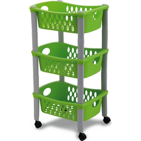CARRELLO OTELLO A 3 PIANI IN POLIPROPILENE CM.30X40X70H. colore verde FER-348904 (1/8)