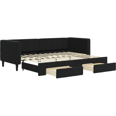Maison Exclusive - Divano Letto Estraibile con Cassetti Nero 80x200 cm in Velluto