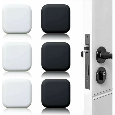 Butoir de porte mural grand 6 pièces tampon de porte autocollant en caoutchouc blanc/noir 45mm×45mm tampon de poignée de porte tampon mural pour poignées de porte contre butée de porte (1/5)