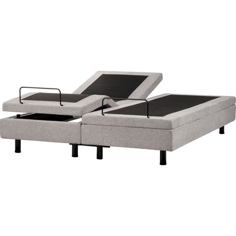 Letto elettrico matrimoniale tessuto grigio chiaro regolabile con telecomando senza testiera 160x200 cm Duke II (1/5)