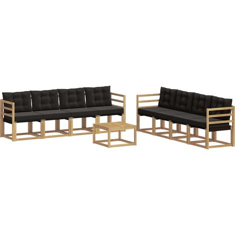 Outdoor Sofa Set with Cushion 9 pcs White and Black vidaXL (1/5)