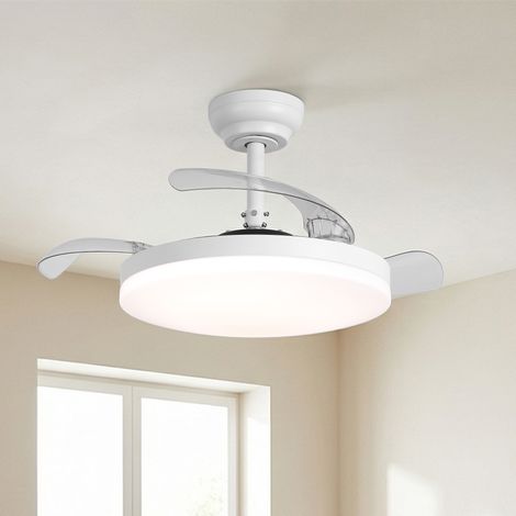 Parrot Uncle 91 cm LED Deckenventilator mit Licht, ausklappbare Flügel, leiser DC-Motor, Sommer-/Winter-Funktion, 6 Geschwindigkeiten, Fernbedienung, Weiß