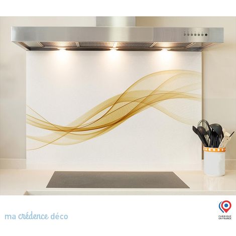 Fond de hotte : Courbe dorée - Verre trempé - 90 cm - 60 cm (1/5)