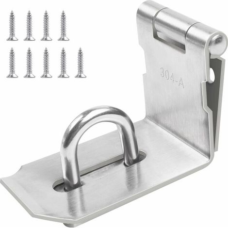 Verrou de sécurité robuste à angle droit de 14 cm (5,5 pouces) avec 9 grandes vis en acier inoxydable 304. Cadenas avec loquet pour cadenas, armoires et portails. (1/4)