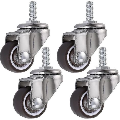 Lot de 4 roulettes pivotantes en caoutchouc M615, tige de 25 mm, pour chariots, diables, lits d'appoint, armoires, tables et autres meubles de chargement. (1/5)
