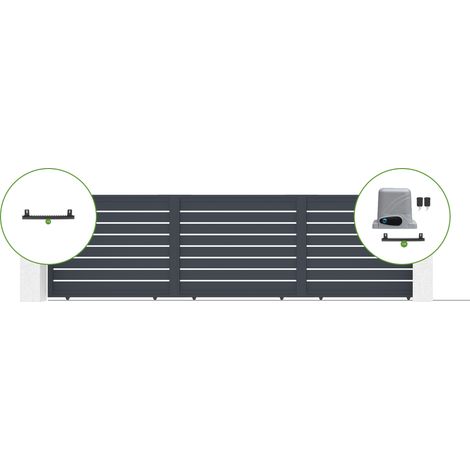 Portail coulissant 6m vogel H.160cm aluminium gris + motorisation ranger C300 (1/5)
