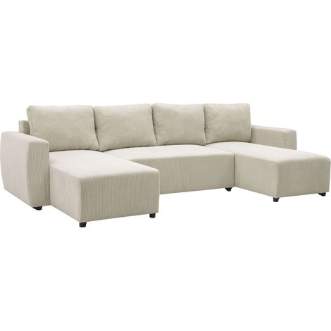 Sofá Doble Chaise Longue Ulises, Sofá Cama Convertible, Sofá 4-5 Plazas Forma de U Beige 297 cm (1/5)