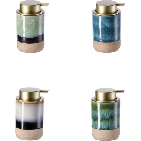 Regalo Italiano Dispenser Sapone Ceramica Ass. D 9 Cm H 14 Cm – Dosatore Bagno Moderno Porta Sapone Liquido 1 Pz