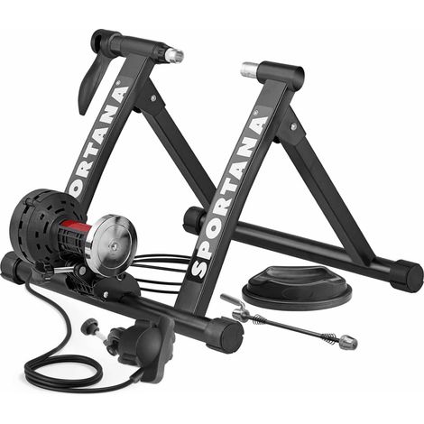 Home trainer vélo pliable acier 26-28" – Charge max. 150kg – 6 niveaux de résistance – Support de fixation inclus – Sportana (1/7)